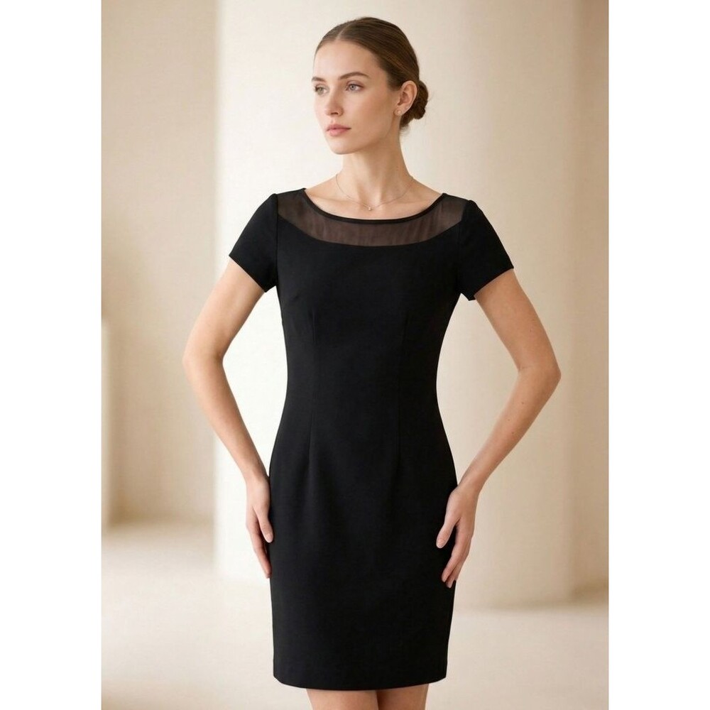 Vintage 90s CDC Wear Mesh Illusion Neck Little Black Dress - Women's Size 4